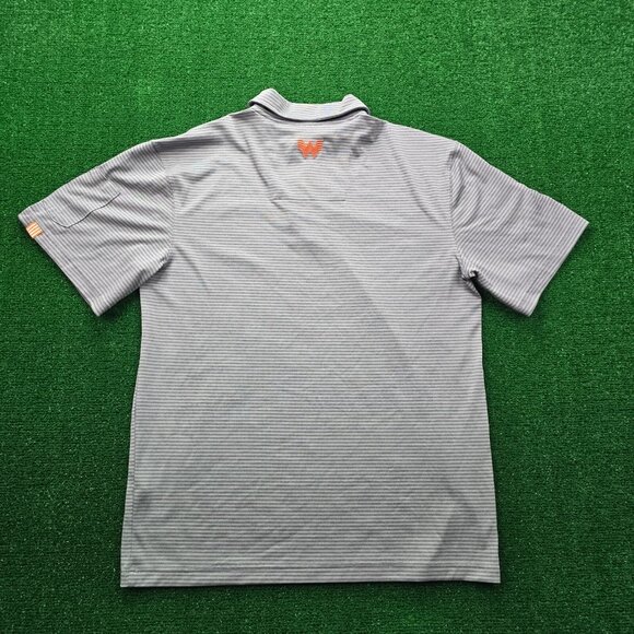 Whataburger Polo Shirt Mens Medium Gray Striped Employee Uniform Work Wear - Picture 8 of 9